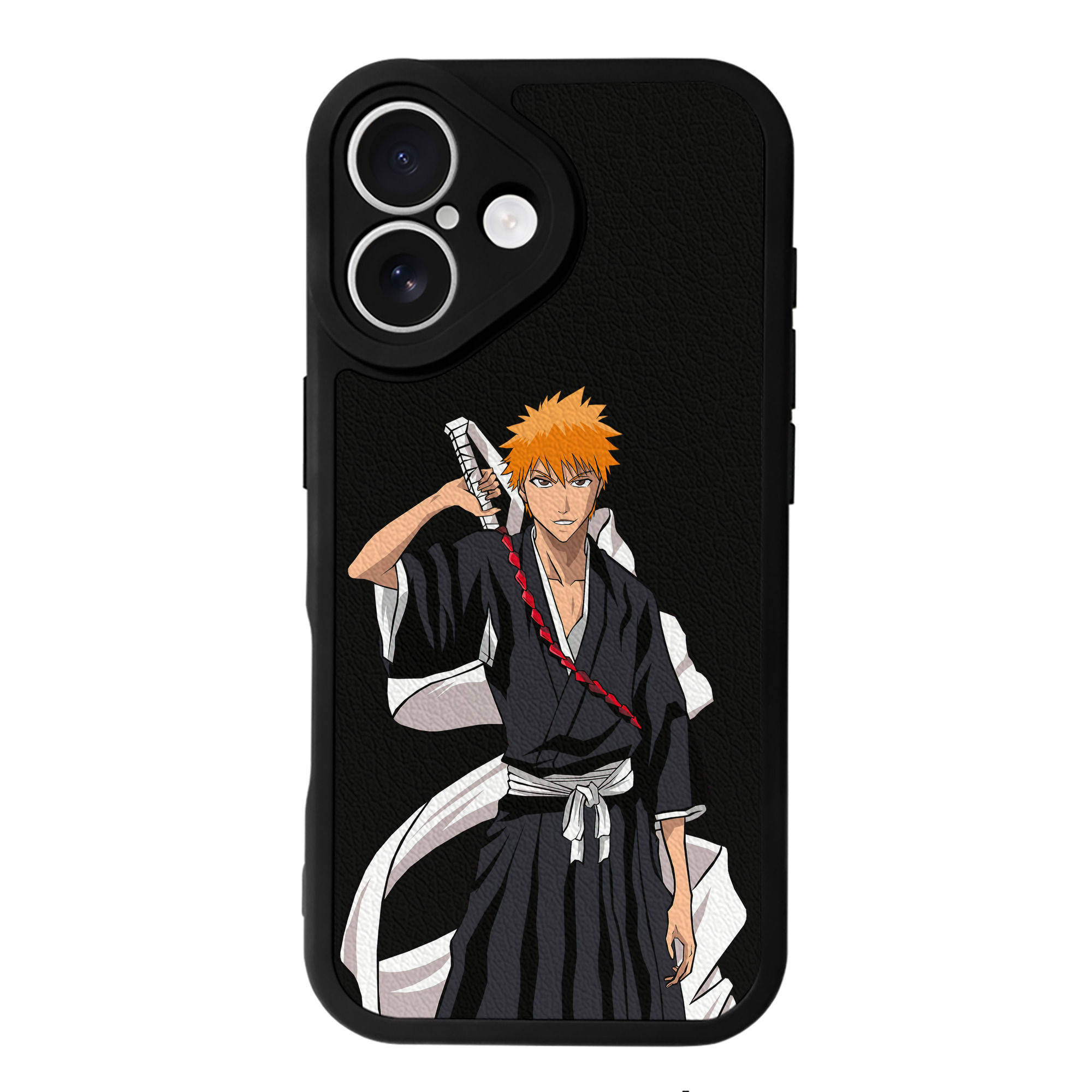 （画像用） ブリーチ 黒崎一護（くろさき いちご）BLEACH Kurosaki Ichigo 【iPhone 16シリーズ対応】シリコンスマホケース（レザー調） 材質：シリコン